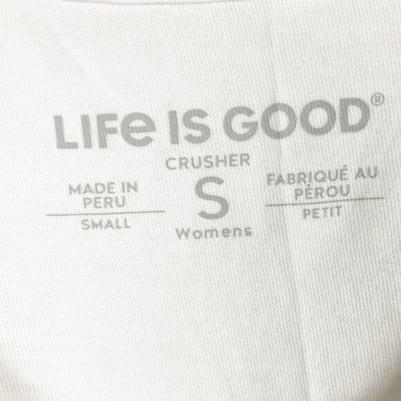 LIFE IS GOOD | Women's Americana Flip Flops Crusher V Neck White Tee Small - Picture 4 of 7
